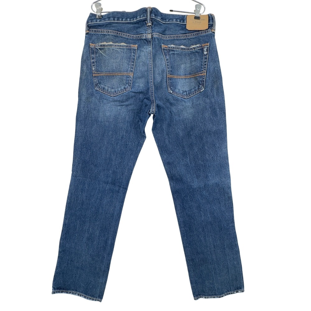 Abercrombie & Fitch Y2K Classic Straight Jeans Mens 34x32 Medium Wash Distressed
